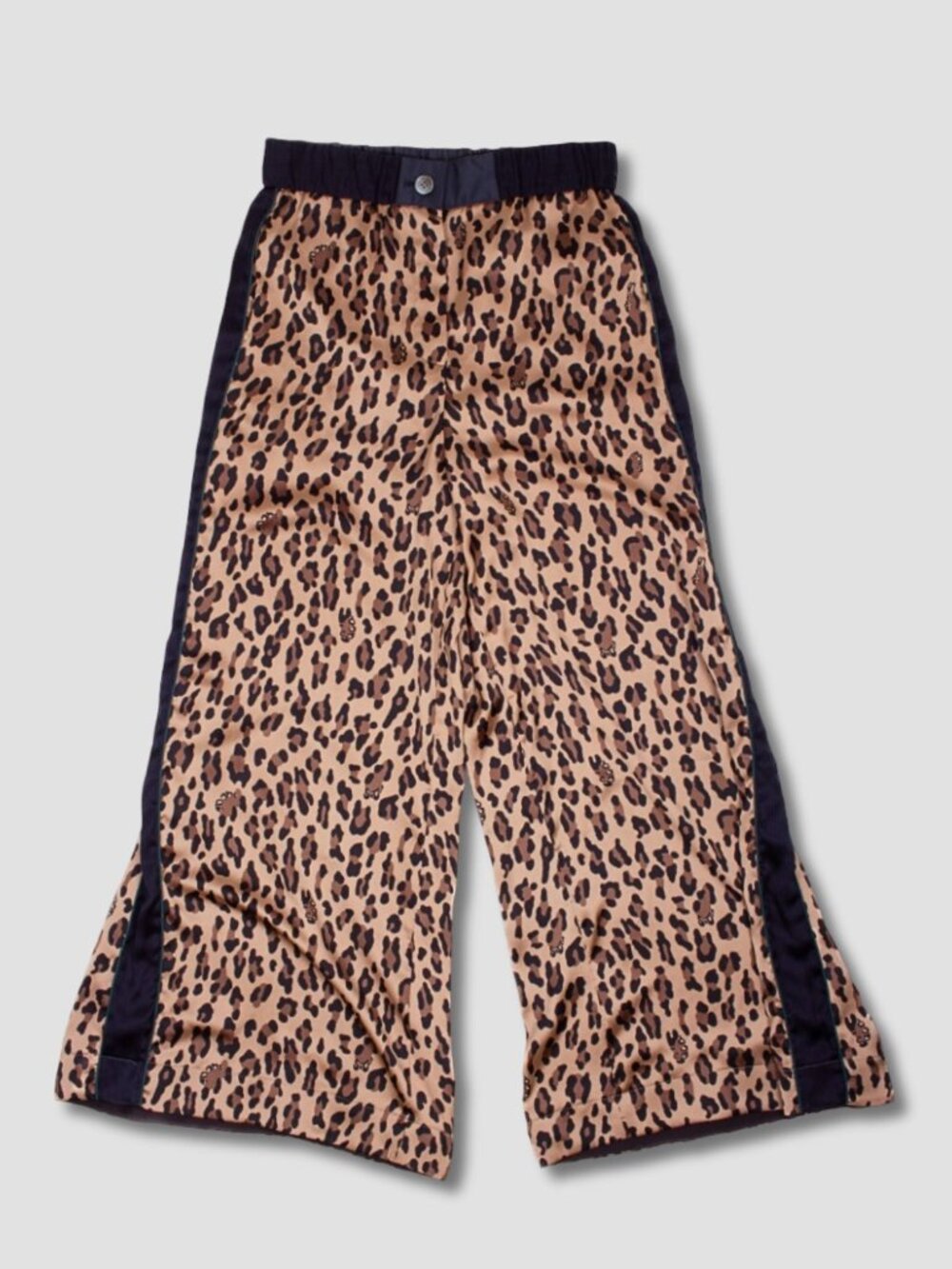 SACAI FW19 BROWN TAN LEOPARD ANIMAL PRINT WIDE LEG PANTS